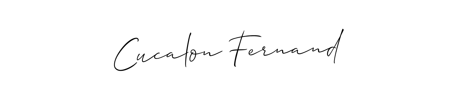 Also You can easily find your signature by using the search form. We will create Cucalon Fernand name handwritten signature images for you free of cost using Allison_Script sign style. Cucalon Fernand signature style 2 images and pictures png