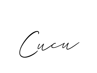 Create a beautiful signature design for name Cucu. With this signature (Allison_Script) fonts, you can make a handwritten signature for free. Cucu signature style 2 images and pictures png