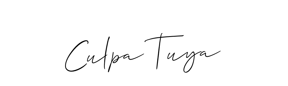 This is the best signature style for the Culpa Tuya name. Also you like these signature font (Allison_Script). Mix name signature. Culpa Tuya signature style 2 images and pictures png