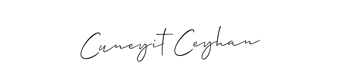 You should practise on your own different ways (Allison_Script) to write your name (Cuneyit Ceyhan) in signature. don't let someone else do it for you. Cuneyit Ceyhan signature style 2 images and pictures png