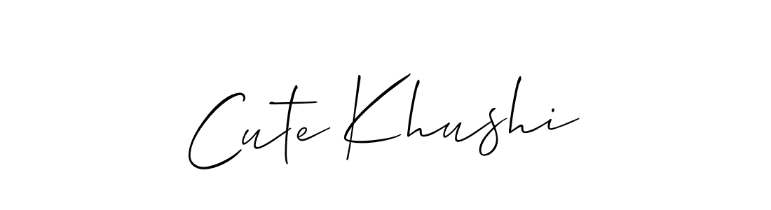 The best way (Allison_Script) to make a short signature is to pick only two or three words in your name. The name Cute Khushi include a total of six letters. For converting this name. Cute Khushi signature style 2 images and pictures png