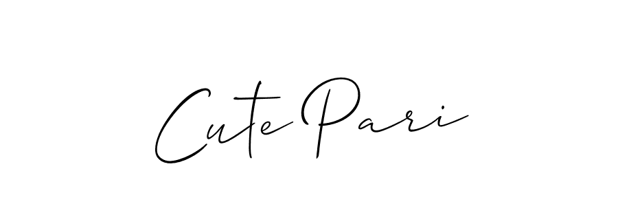 The best way (Allison_Script) to make a short signature is to pick only two or three words in your name. The name Cute Pari include a total of six letters. For converting this name. Cute Pari signature style 2 images and pictures png