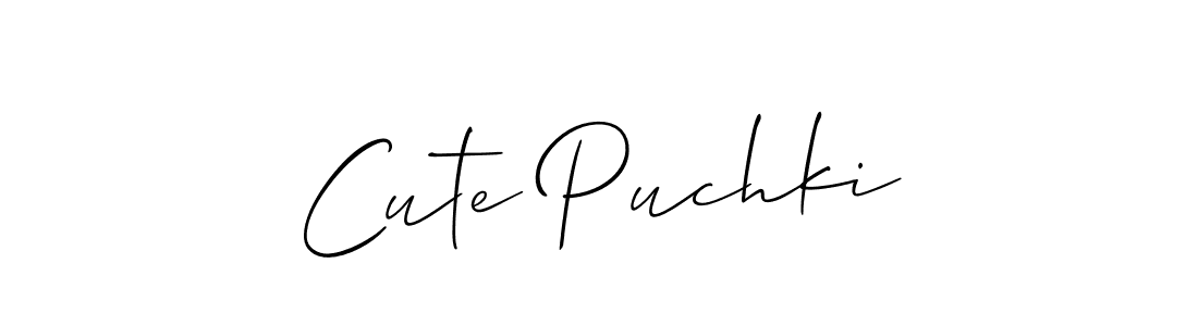 Allison_Script is a professional signature style that is perfect for those who want to add a touch of class to their signature. It is also a great choice for those who want to make their signature more unique. Get Cute Puchki name to fancy signature for free. Cute Puchki signature style 2 images and pictures png