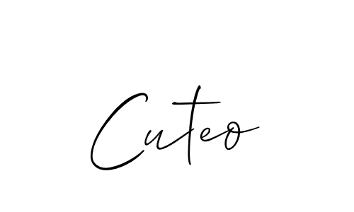 The best way (Allison_Script) to make a short signature is to pick only two or three words in your name. The name Cuteo include a total of six letters. For converting this name. Cuteo signature style 2 images and pictures png