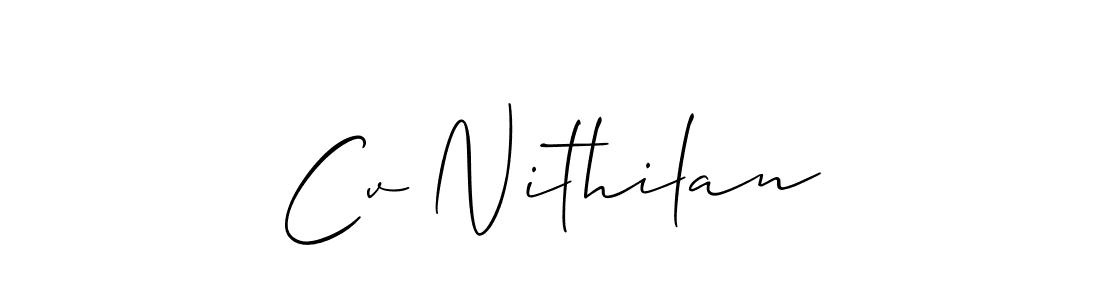 How to Draw Cv Nithilan signature style? Allison_Script is a latest design signature styles for name Cv Nithilan. Cv Nithilan signature style 2 images and pictures png