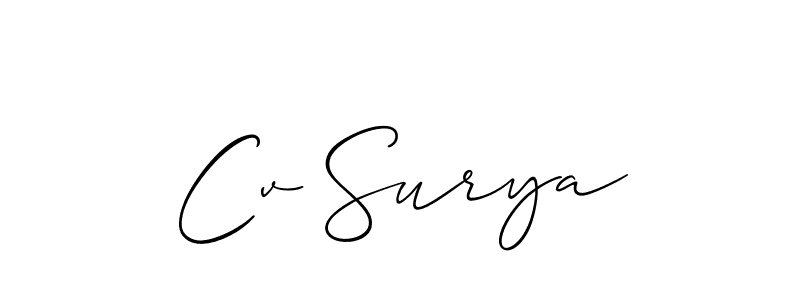 How to make Cv Surya name signature. Use Allison_Script style for creating short signs online. This is the latest handwritten sign. Cv Surya signature style 2 images and pictures png