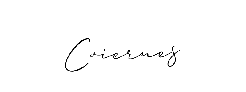The best way (Allison_Script) to make a short signature is to pick only two or three words in your name. The name Cviernes include a total of six letters. For converting this name. Cviernes signature style 2 images and pictures png
