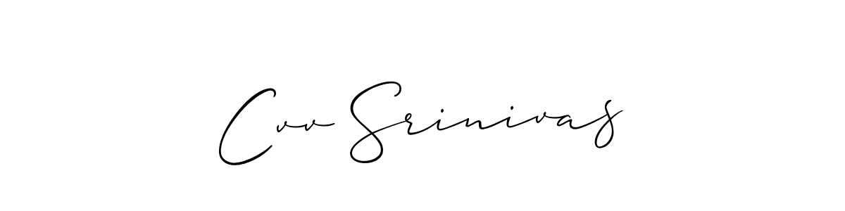 Allison_Script is a professional signature style that is perfect for those who want to add a touch of class to their signature. It is also a great choice for those who want to make their signature more unique. Get Cvv Srinivas name to fancy signature for free. Cvv Srinivas signature style 2 images and pictures png