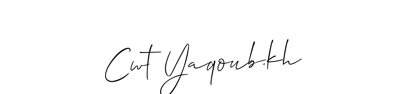 Make a short Cwt Yaqoub.kh signature style. Manage your documents anywhere anytime using Allison_Script. Create and add eSignatures, submit forms, share and send files easily. Cwt Yaqoub.kh signature style 2 images and pictures png