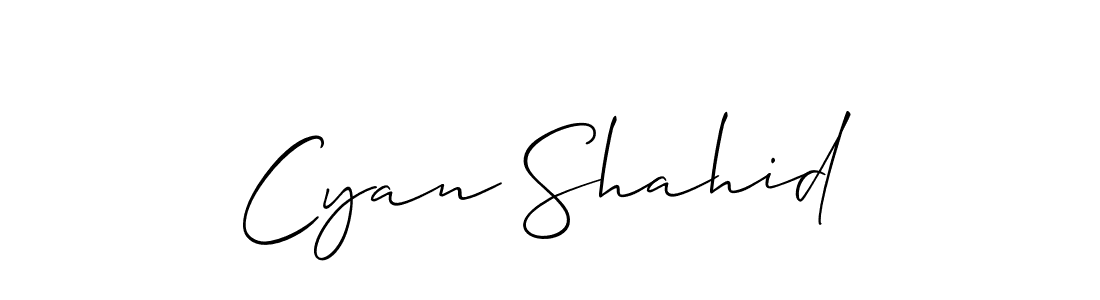 Use a signature maker to create a handwritten signature online. With this signature software, you can design (Allison_Script) your own signature for name Cyan Shahid. Cyan Shahid signature style 2 images and pictures png