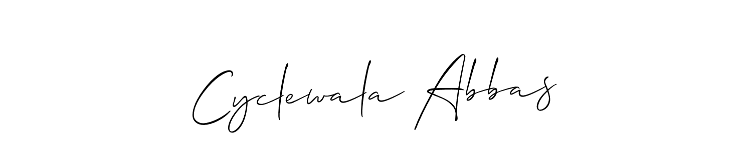 Also we have Cyclewala Abbas name is the best signature style. Create professional handwritten signature collection using Allison_Script autograph style. Cyclewala Abbas signature style 2 images and pictures png