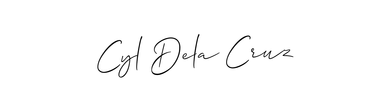 Use a signature maker to create a handwritten signature online. With this signature software, you can design (Allison_Script) your own signature for name Cyl Dela Cruz. Cyl Dela Cruz signature style 2 images and pictures png