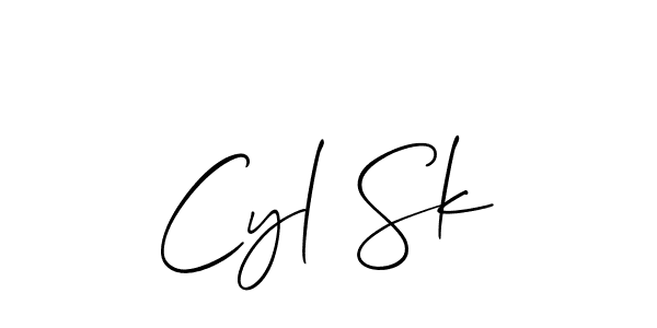The best way (Allison_Script) to make a short signature is to pick only two or three words in your name. The name Cyl Sk include a total of six letters. For converting this name. Cyl Sk signature style 2 images and pictures png