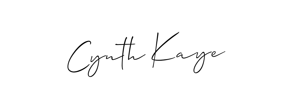 Make a beautiful signature design for name Cynth Kaye. With this signature (Allison_Script) style, you can create a handwritten signature for free. Cynth Kaye signature style 2 images and pictures png