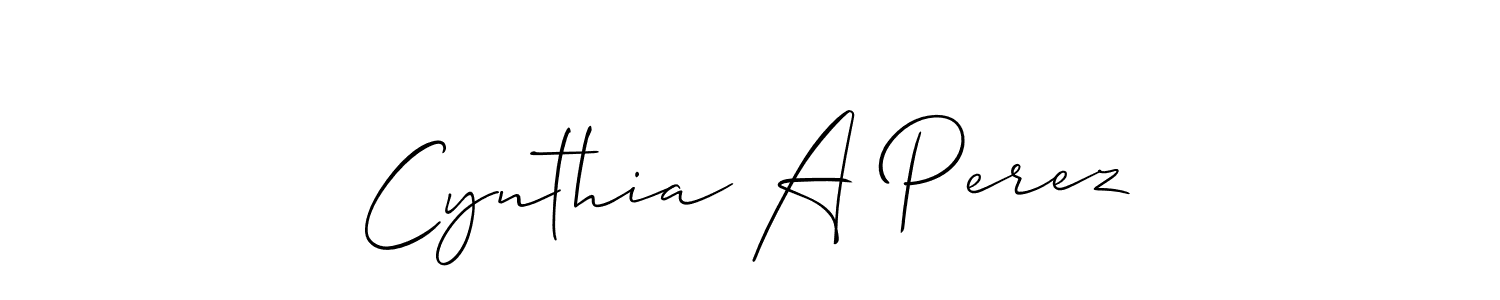 How to make Cynthia A Perez name signature. Use Allison_Script style for creating short signs online. This is the latest handwritten sign. Cynthia A Perez signature style 2 images and pictures png