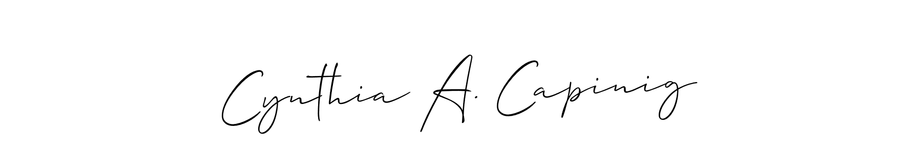 Similarly Allison_Script is the best handwritten signature design. Signature creator online .You can use it as an online autograph creator for name Cynthia A. Capinig. Cynthia A. Capinig signature style 2 images and pictures png