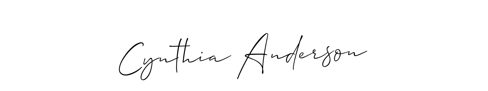 Make a short Cynthia Anderson signature style. Manage your documents anywhere anytime using Allison_Script. Create and add eSignatures, submit forms, share and send files easily. Cynthia Anderson signature style 2 images and pictures png