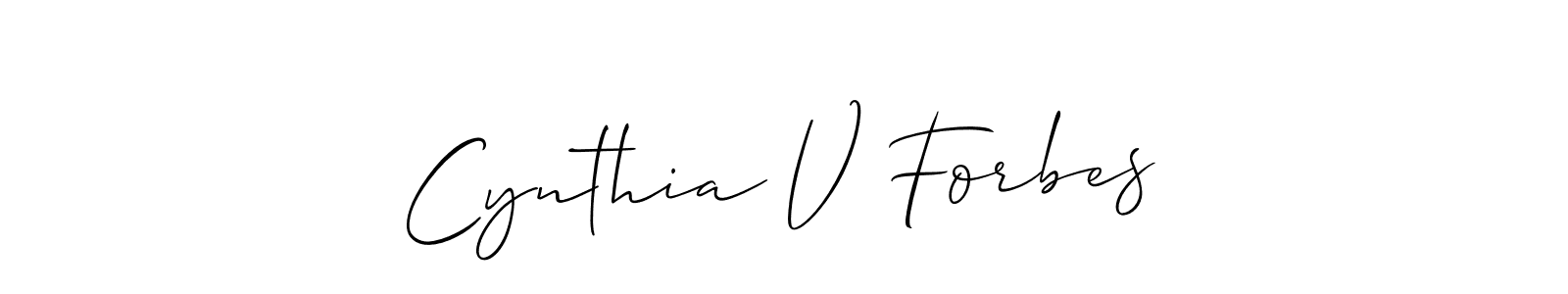 Cynthia V Forbes stylish signature style. Best Handwritten Sign (Allison_Script) for my name. Handwritten Signature Collection Ideas for my name Cynthia V Forbes. Cynthia V Forbes signature style 2 images and pictures png