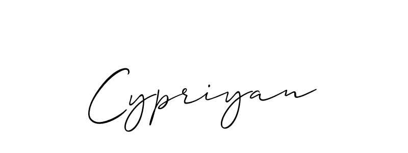 It looks lik you need a new signature style for name Cypriyan. Design unique handwritten (Allison_Script) signature with our free signature maker in just a few clicks. Cypriyan signature style 2 images and pictures png