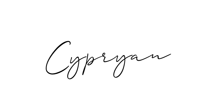The best way (Allison_Script) to make a short signature is to pick only two or three words in your name. The name Cypryan include a total of six letters. For converting this name. Cypryan signature style 2 images and pictures png