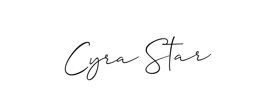 Use a signature maker to create a handwritten signature online. With this signature software, you can design (Allison_Script) your own signature for name Cyra Star. Cyra Star signature style 2 images and pictures png