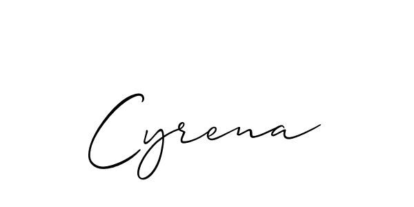 How to make Cyrena signature? Allison_Script is a professional autograph style. Create handwritten signature for Cyrena name. Cyrena signature style 2 images and pictures png
