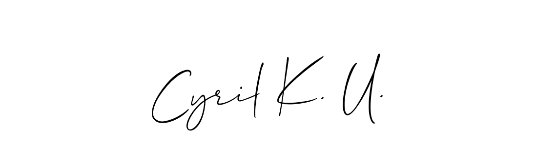 Use a signature maker to create a handwritten signature online. With this signature software, you can design (Allison_Script) your own signature for name Cyril K. U.. Cyril K. U. signature style 2 images and pictures png