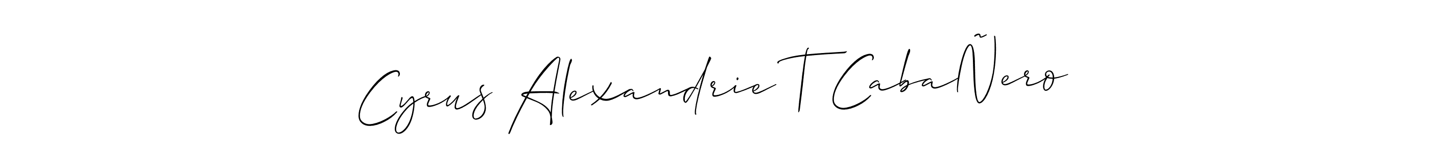 Use a signature maker to create a handwritten signature online. With this signature software, you can design (Allison_Script) your own signature for name Cyrus Alexandrie T CabaÑero. Cyrus Alexandrie T CabaÑero signature style 2 images and pictures png