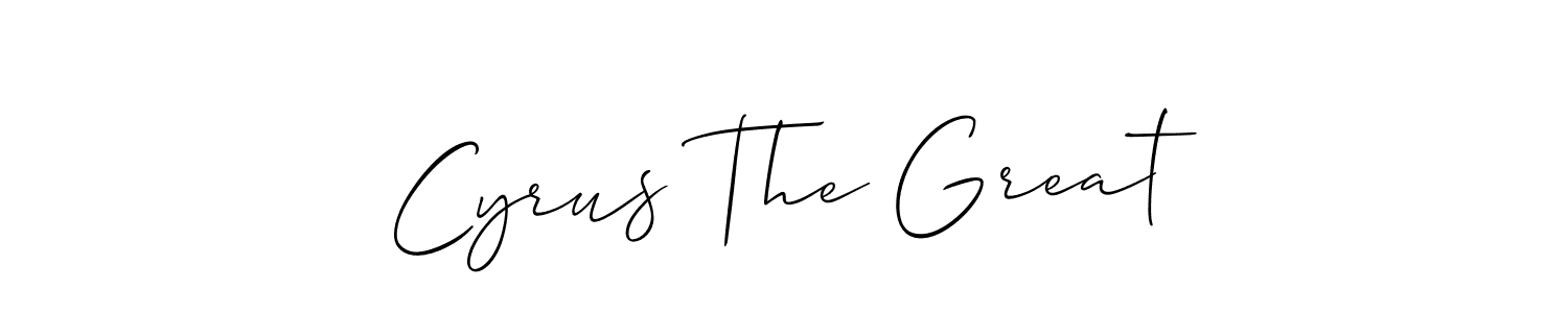 Use a signature maker to create a handwritten signature online. With this signature software, you can design (Allison_Script) your own signature for name Cyrus The Great. Cyrus The Great signature style 2 images and pictures png
