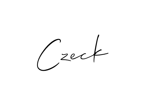 Use a signature maker to create a handwritten signature online. With this signature software, you can design (Allison_Script) your own signature for name Czeck. Czeck signature style 2 images and pictures png