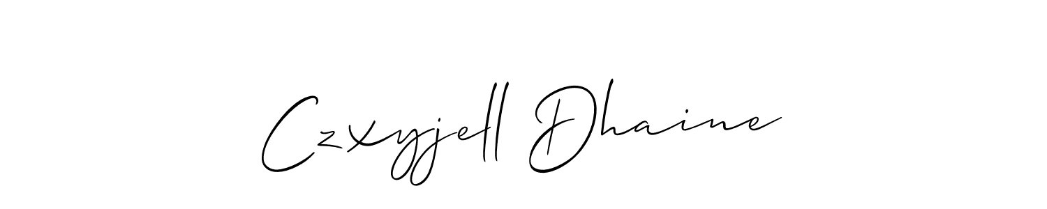 Allison_Script is a professional signature style that is perfect for those who want to add a touch of class to their signature. It is also a great choice for those who want to make their signature more unique. Get Czxyjell Dhaine name to fancy signature for free. Czxyjell Dhaine signature style 2 images and pictures png