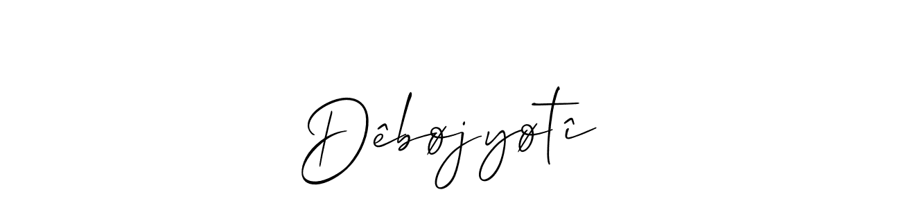 Design your own signature with our free online signature maker. With this signature software, you can create a handwritten (Allison_Script) signature for name Dêbøjyøtî. Dêbøjyøtî signature style 2 images and pictures png