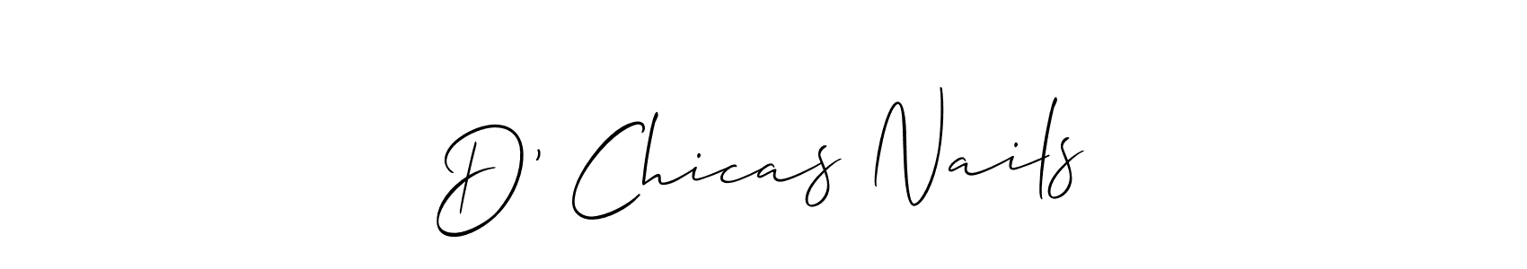 Design your own signature with our free online signature maker. With this signature software, you can create a handwritten (Allison_Script) signature for name D’ Chicas Nails. D’ Chicas Nails signature style 2 images and pictures png