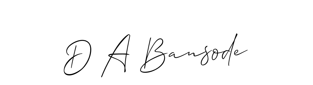 It looks lik you need a new signature style for name D A Bansode. Design unique handwritten (Allison_Script) signature with our free signature maker in just a few clicks. D A Bansode signature style 2 images and pictures png