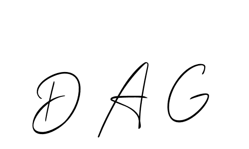The best way (Allison_Script) to make a short signature is to pick only two or three words in your name. The name D A G include a total of six letters. For converting this name. D A G signature style 2 images and pictures png