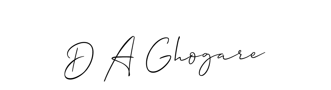 Use a signature maker to create a handwritten signature online. With this signature software, you can design (Allison_Script) your own signature for name D A Ghogare. D A Ghogare signature style 2 images and pictures png