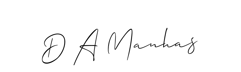 How to make D A Manhas name signature. Use Allison_Script style for creating short signs online. This is the latest handwritten sign. D A Manhas signature style 2 images and pictures png