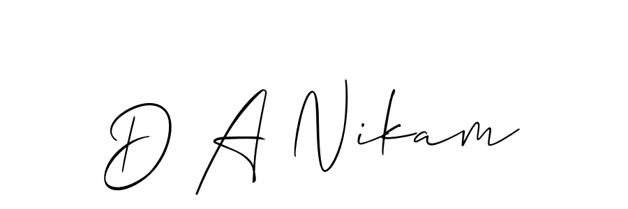 Make a short D A Nikam signature style. Manage your documents anywhere anytime using Allison_Script. Create and add eSignatures, submit forms, share and send files easily. D A Nikam signature style 2 images and pictures png