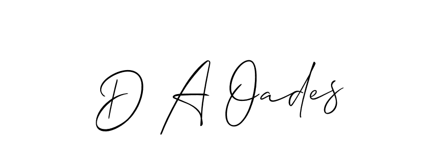 The best way (Allison_Script) to make a short signature is to pick only two or three words in your name. The name D A Oades include a total of six letters. For converting this name. D A Oades signature style 2 images and pictures png