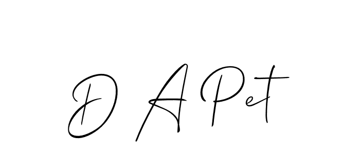 Similarly Allison_Script is the best handwritten signature design. Signature creator online .You can use it as an online autograph creator for name D A Pet. D A Pet signature style 2 images and pictures png