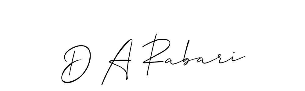 Also You can easily find your signature by using the search form. We will create D A Rabari name handwritten signature images for you free of cost using Allison_Script sign style. D A Rabari signature style 2 images and pictures png