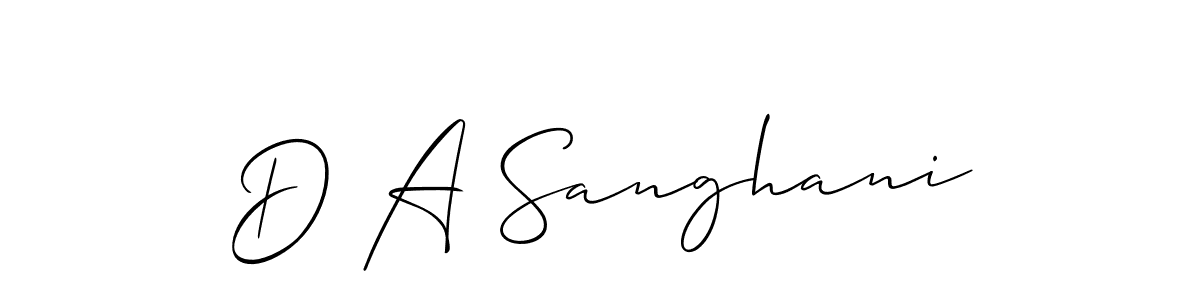 Use a signature maker to create a handwritten signature online. With this signature software, you can design (Allison_Script) your own signature for name D A Sanghani. D A Sanghani signature style 2 images and pictures png