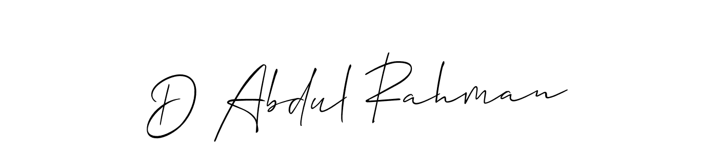 Also You can easily find your signature by using the search form. We will create D Abdul Rahman name handwritten signature images for you free of cost using Allison_Script sign style. D Abdul Rahman signature style 2 images and pictures png