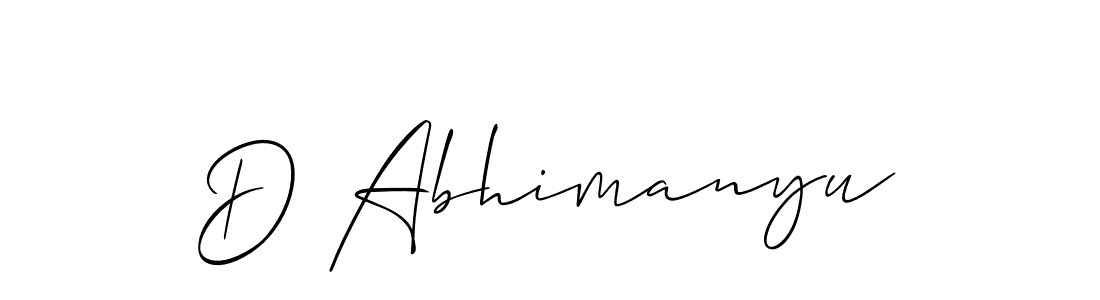 The best way (Allison_Script) to make a short signature is to pick only two or three words in your name. The name D Abhimanyu include a total of six letters. For converting this name. D Abhimanyu signature style 2 images and pictures png