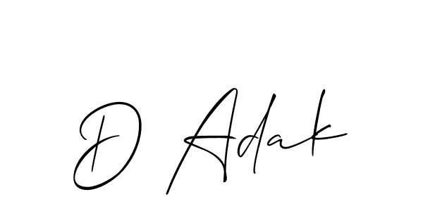 The best way (Allison_Script) to make a short signature is to pick only two or three words in your name. The name D Adak include a total of six letters. For converting this name. D Adak signature style 2 images and pictures png