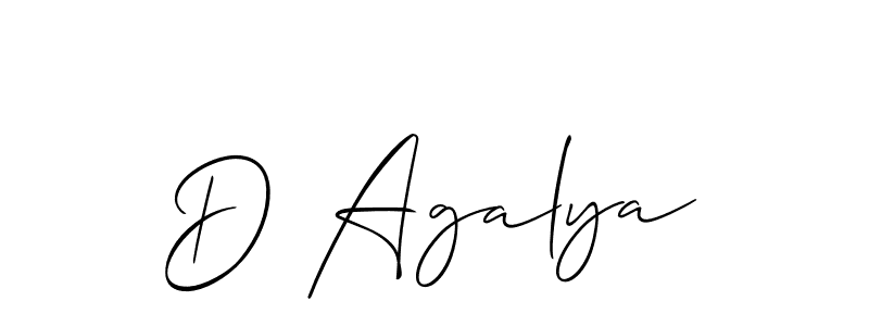 if you are searching for the best signature style for your name D Agalya. so please give up your signature search. here we have designed multiple signature styles  using Allison_Script. D Agalya signature style 2 images and pictures png