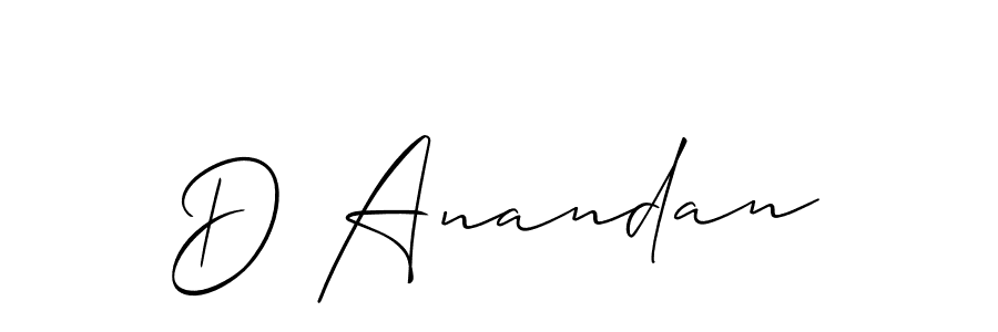 The best way (Allison_Script) to make a short signature is to pick only two or three words in your name. The name D Anandan include a total of six letters. For converting this name. D Anandan signature style 2 images and pictures png