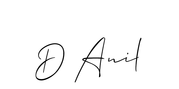 How to make D Anil name signature. Use Allison_Script style for creating short signs online. This is the latest handwritten sign. D Anil signature style 2 images and pictures png