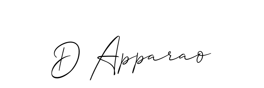 It looks lik you need a new signature style for name D Apparao. Design unique handwritten (Allison_Script) signature with our free signature maker in just a few clicks. D Apparao signature style 2 images and pictures png