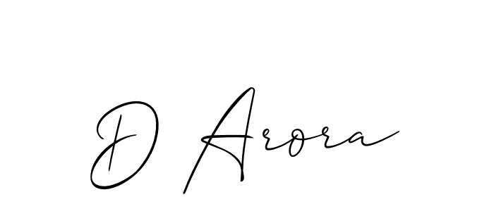 How to make D Arora signature? Allison_Script is a professional autograph style. Create handwritten signature for D Arora name. D Arora signature style 2 images and pictures png